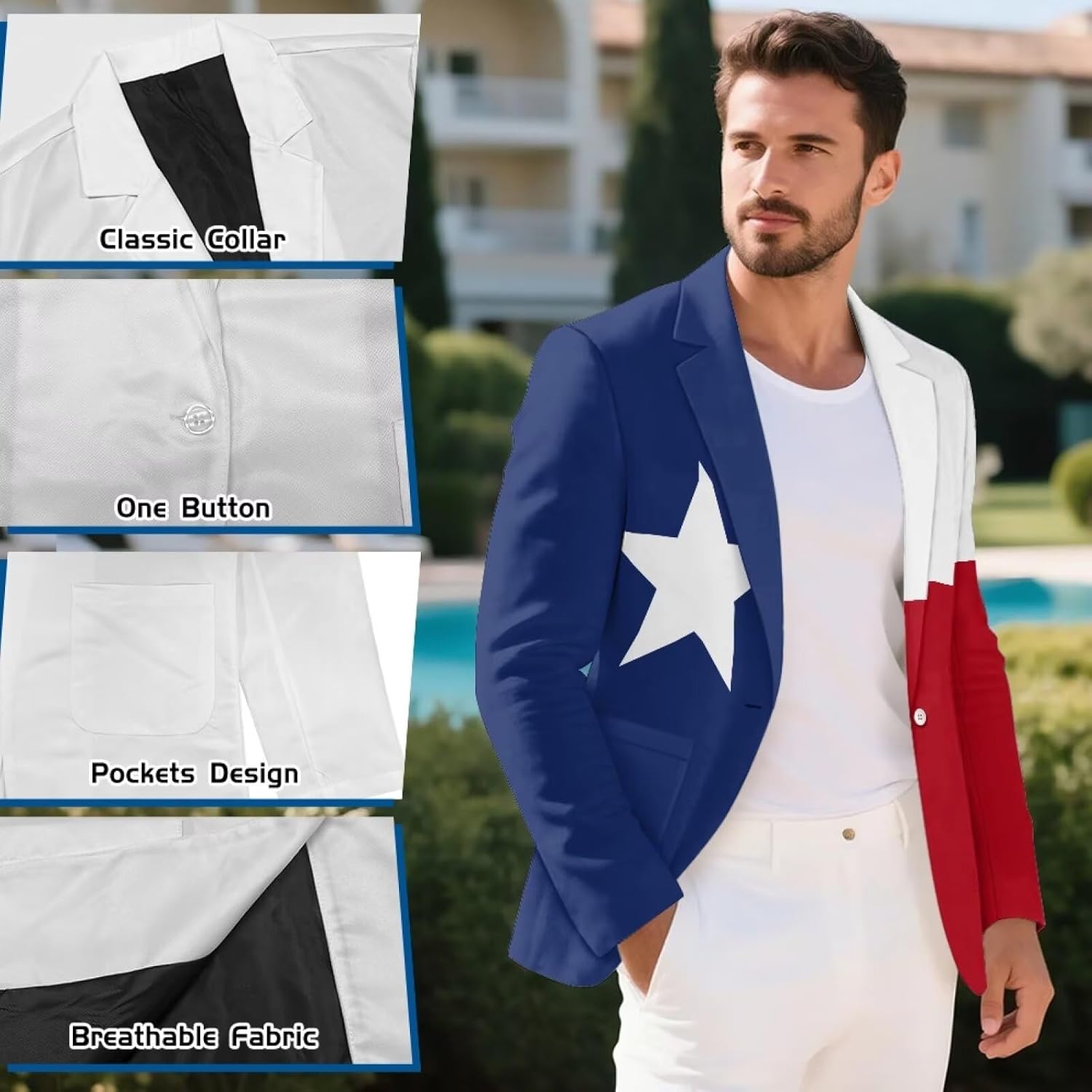 Men's Casual Blazers One Button Party Banquet Suits Breathable Inner Layer Wrinkle-Resistant Jacket Size S-5XL
