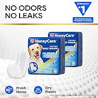 Vista 6 de HONEY CARE All-Absorb A25 - Envoltura para perro macho, 50 unidades, mediano, color blanco