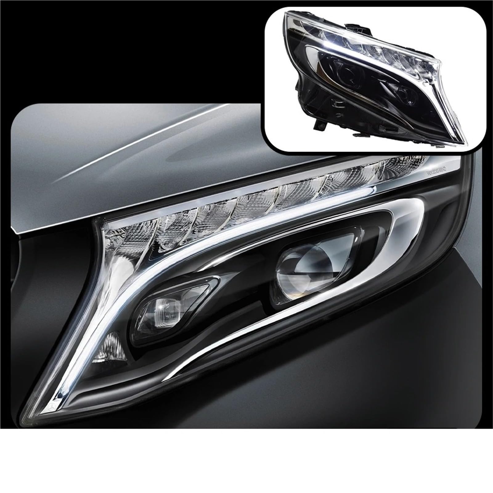 Faro Coche Faro Delantero LED Para Coche, Proyector DRL Dinámico Para Benz Para Vito 2013 2014 2015 2016 2017 2018 2019 W447 Faros Delanteros(For Left Hand Drive)