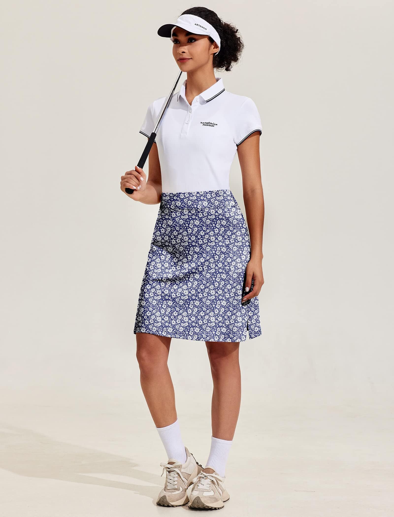 PINSPARK Gonne-Pantaloni da Donna 20" Gonne Lunghe al Ginocchio Gonne-Pantaloni da Tennis Sportive Gonna Lunga da Golf con Tasche Gonne modeste