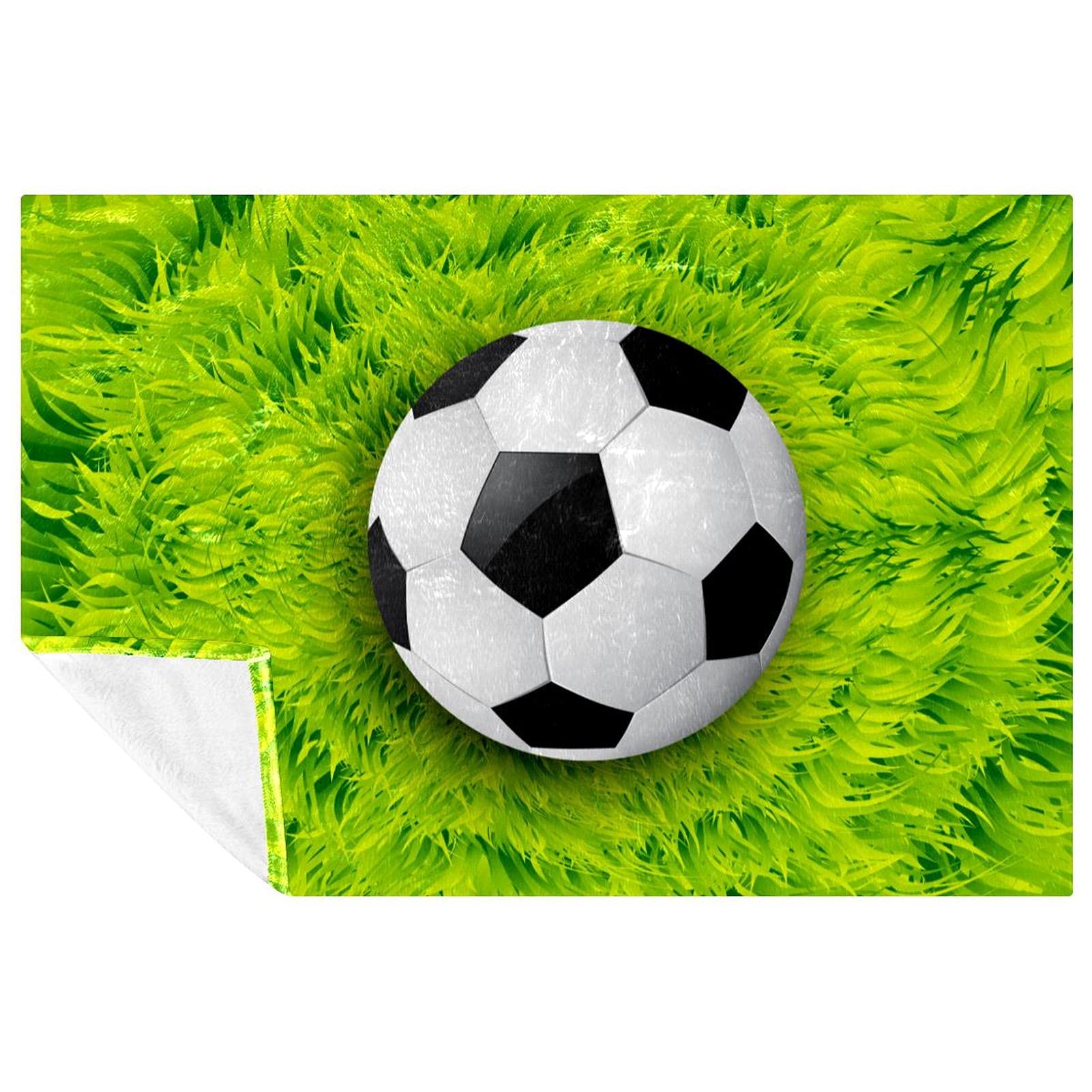 Couverture football douce 150x100 cm idéale pour vos pique-niques en famille et soirées canapé