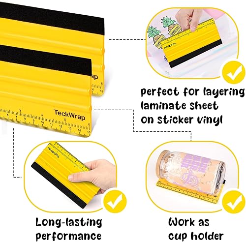 Vista 51 de Teckwrap - Escobilla de goma, fieltro y plástico de 4 pulgadas para calcomanías de vinilo para automóviles, herramienta de aplicación 1pcs Azul