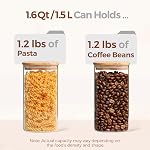 ComSaf 1.5L Airtight Glass Storage Jars with Bamboo Lid Set of 3, Clear Food Storage Container Square Kitchen Pantry Storage Canister for Noodles Flour Cereal Rice Sugar Tea Coffee Beans Snacks