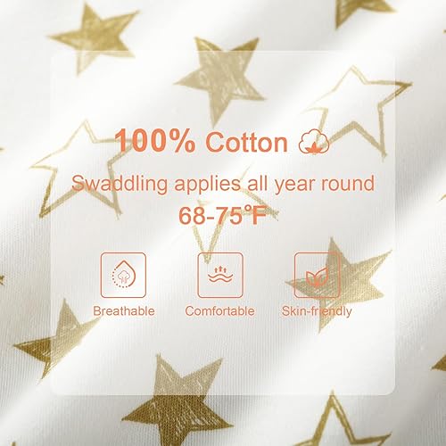 Miniatura 2 de Baby Swaddle Warp - Manta ajustable para recién nacido, paquete de 3 unidades, 100% algodón, para niño y niña, Rosado