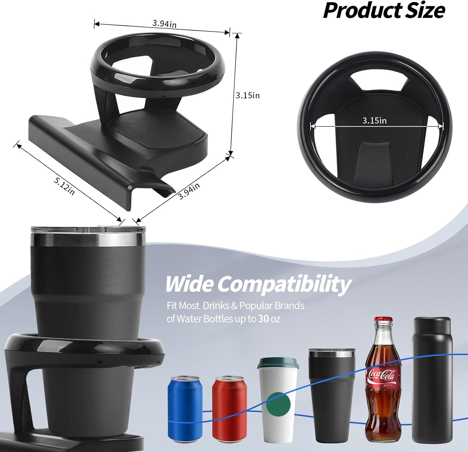 JeCar JK Cup Holder Left & Right Side Door Drink Cup Holder Fit for Jeep Wrangler JK JKU Sport Sahara Rubicon 2011-2018 (Not for 2018 JL)