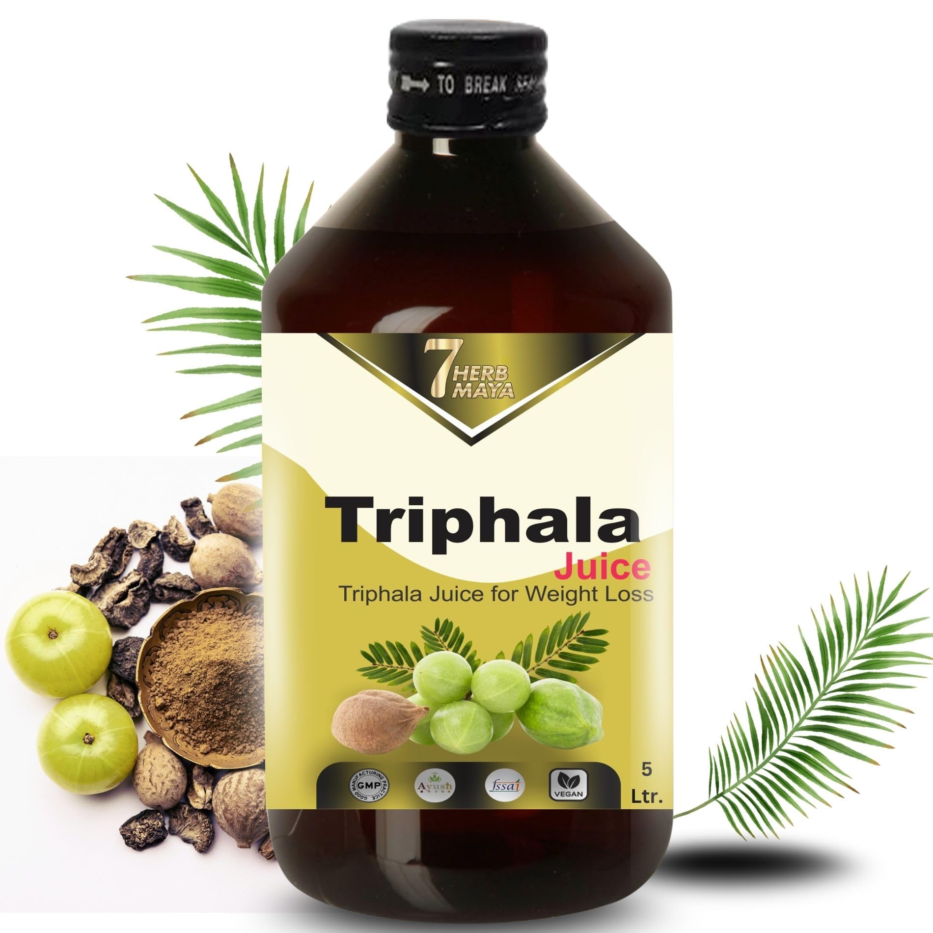 7Herbmaya Triphala Juice | Cold-Pressed Amla, Harad & Baheda | Ayurvedic | No Added Sugar | Herbal Juice for Daily Gut Balance, Digestion & Internal Wellness (5 Litre)-image-21