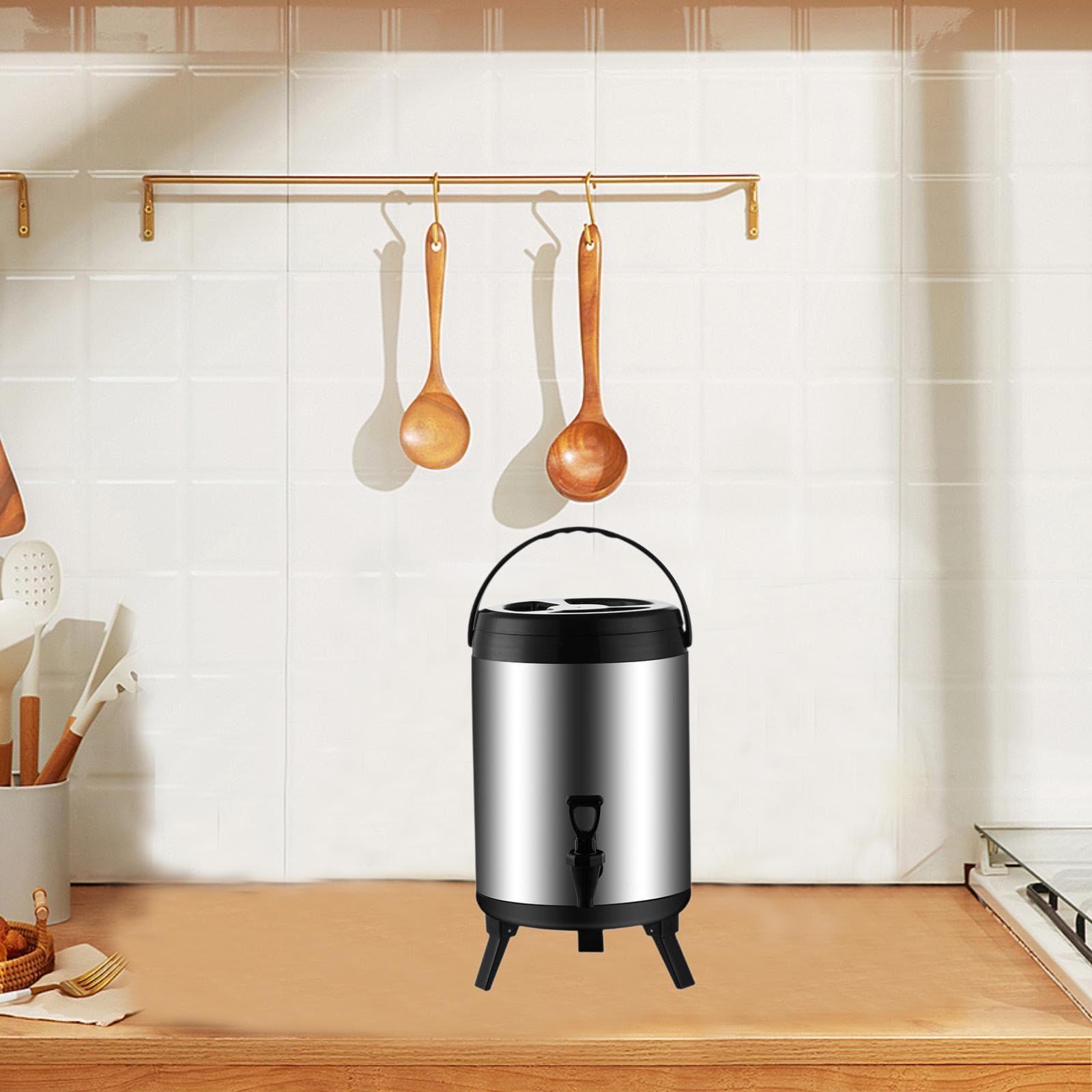 T Tooyful ステンレス鋼断熱バレル、ストックポット家庭用、二重壁飲料  