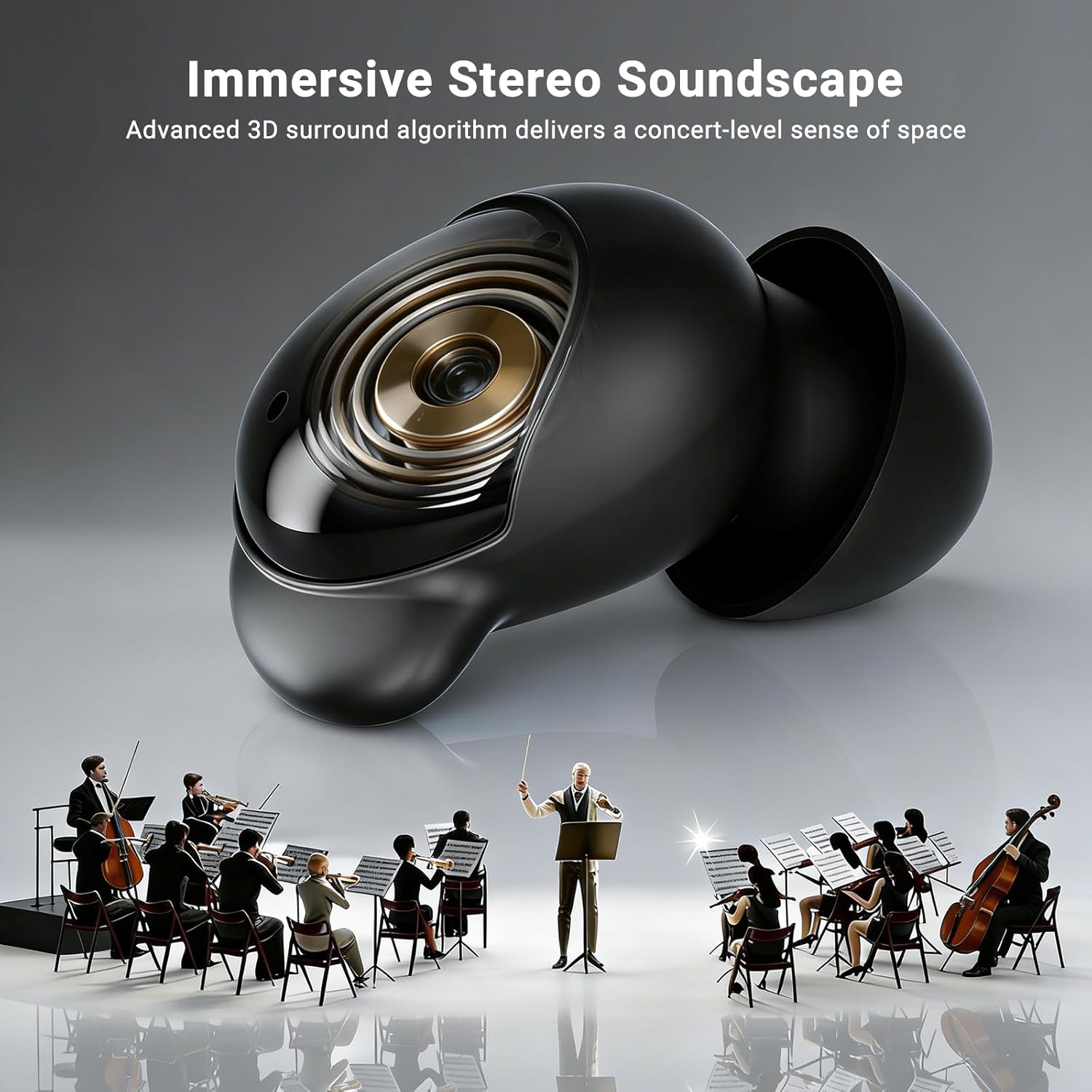 T33 Sleep Earbuds, Bluetooth 6.0 Noise Cancelling Sleep Headphones for Side Sleepers, ANC Up to 98%, Sleep Mode, 48H Playtime, Small Earbuds Comfort Fit for Sleeping, Travel, Work, Black