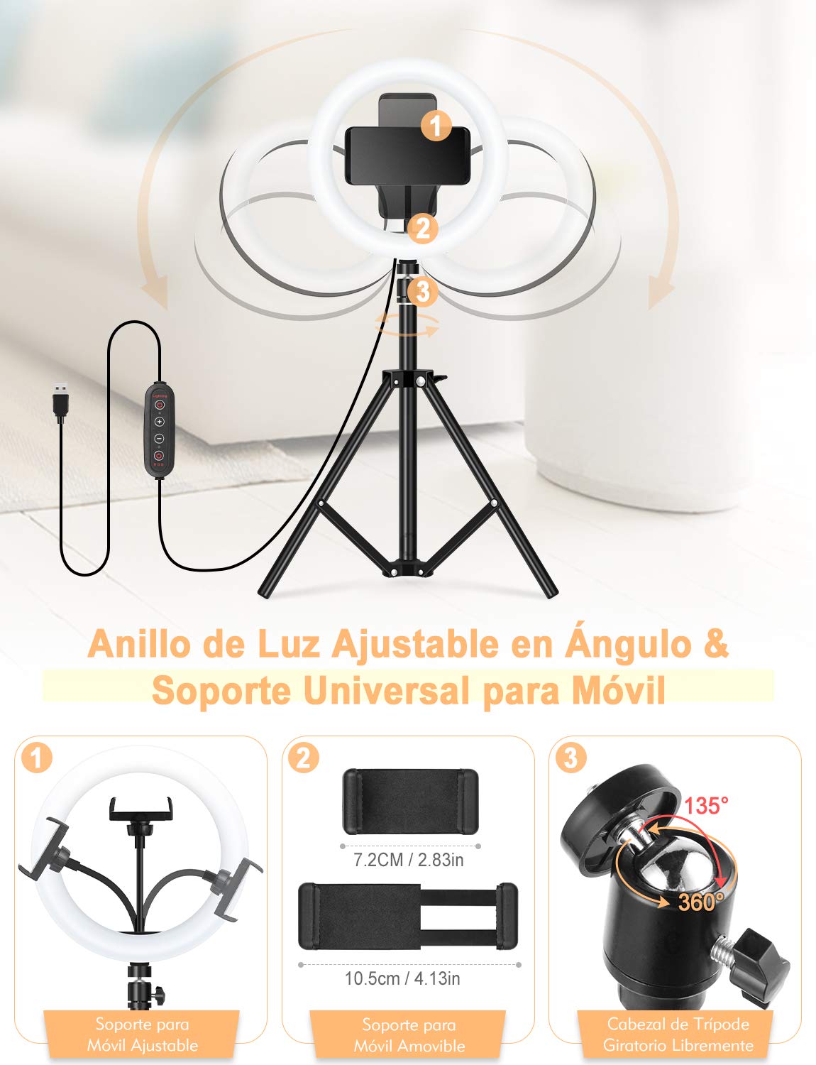 YISSVIC Aro de Luz 10" Anillo de Luz con Trípode Control Remoto 168 LED 3 Modos de Luz y 26 RGB Modos, para Móvil TIK Tok Maquillaje Youtube Vlog Selfie Fotografía ect.