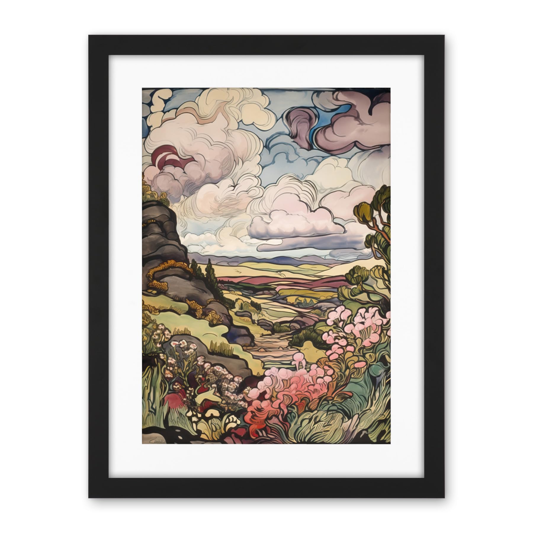 Artery8 A Wild Scottish Landscape on a Cloudy Day Artwork Framed Wall Art Print 18X24 Inch