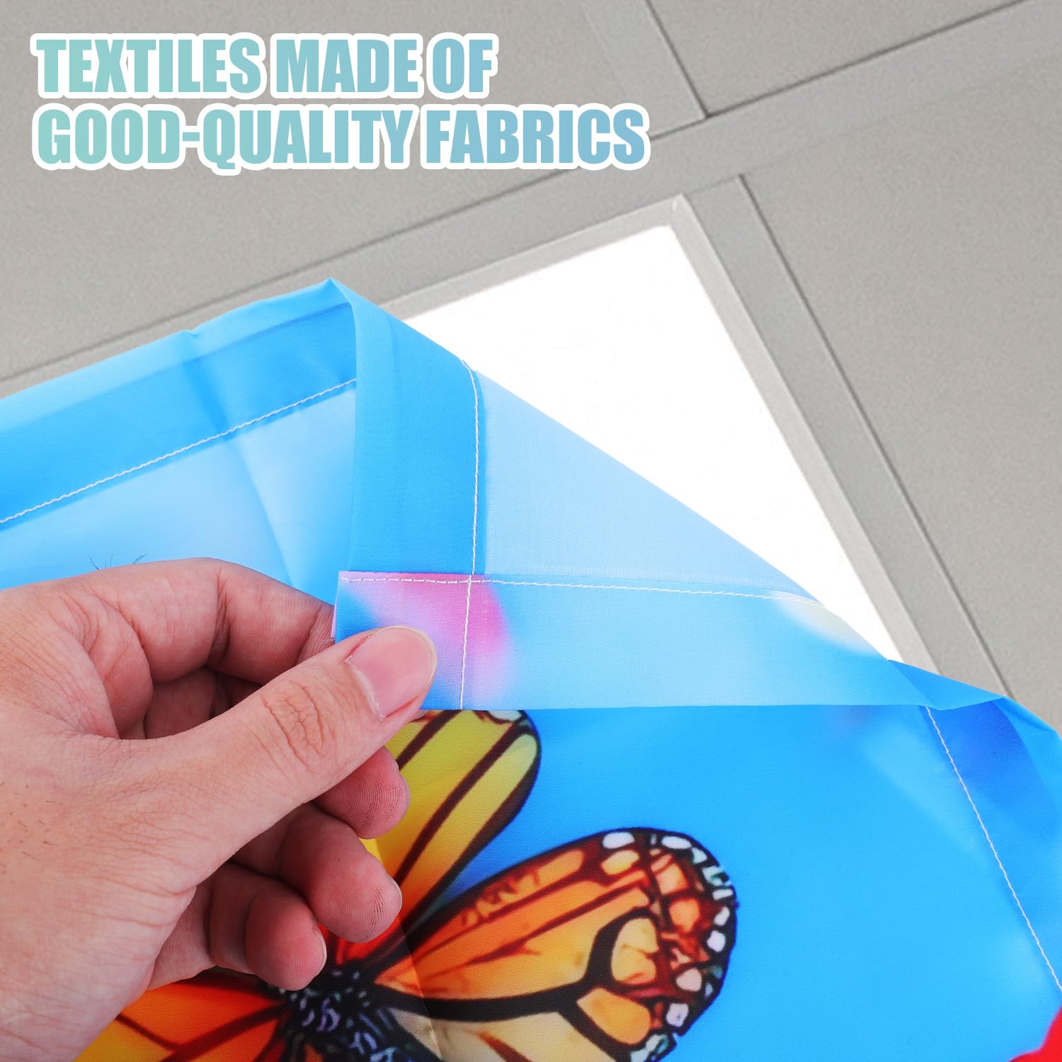 4pcs Fluorescent Light Covers for Ceiling Lights 47x23.6 Inch Magnetic Drop Ceiling Light Cover Filters Shade 4 Styles Flowers and Butterflies Fabric Overhead Light Cover for Classroom Home - Image 3