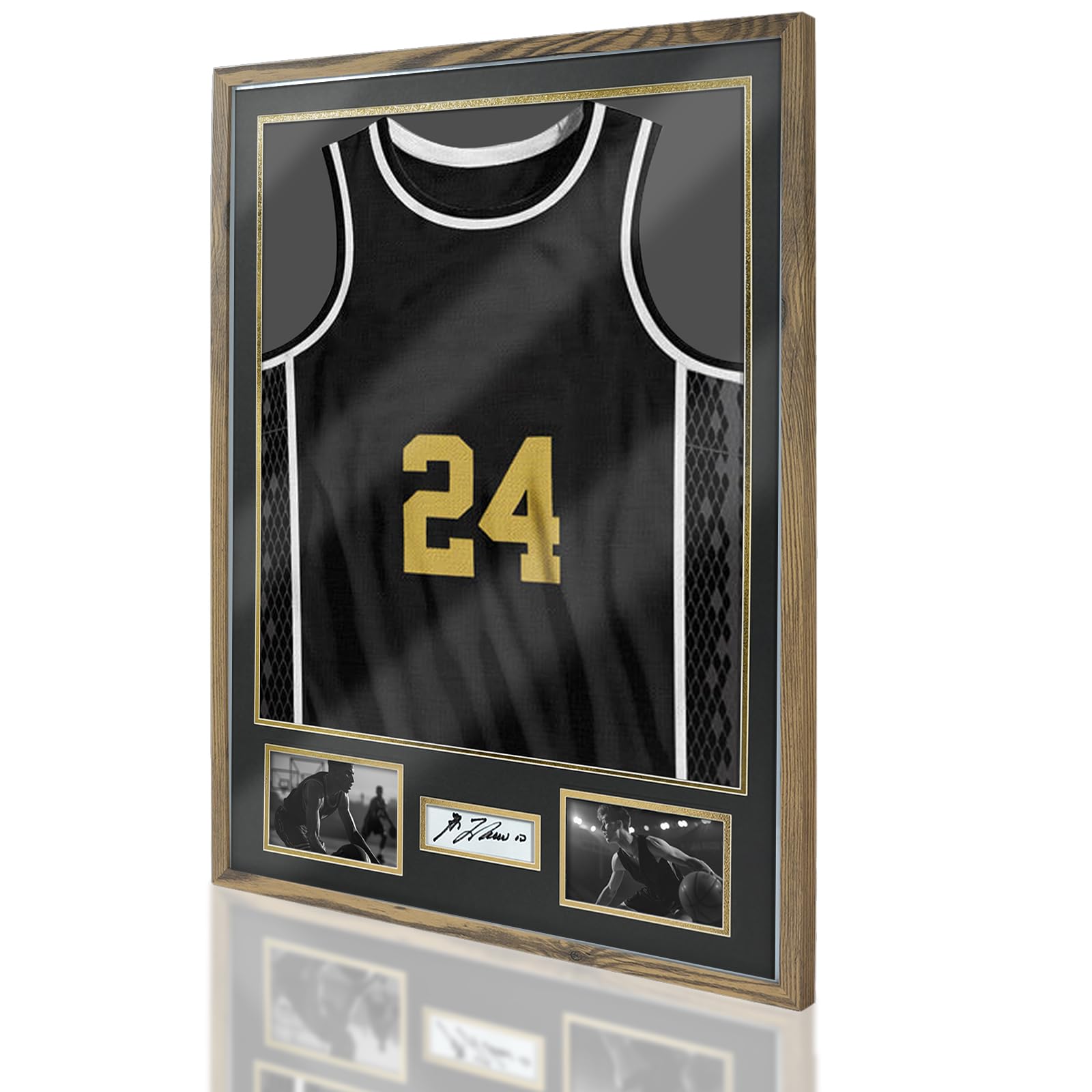 Jersey Frame Display Case Jersey Shadow Box Lockable with 98% UV Protection Acrylic and Hanger for Baseball Basketball Football Soccer Hockey Sport Shirt and Uniform,T shirt display frame, Rustic Wood