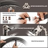 BIKE HAND walizka na narzędzia rowerowe, kompletny zestaw narzędzi rowerowych, profesjonalny zestaw naprawczy z 18 częściami z walizką transportową, czarno-czerwony zestaw narzędzi do roweru