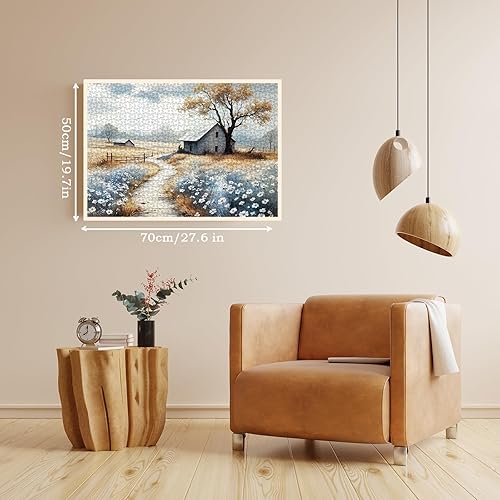 Miniatura 5 de Rompecabezas de paisaje de granja de otoño para adultos, 1000 piezas, rompecabezas escénicos de otoño, hermosos rompecabezas de arte