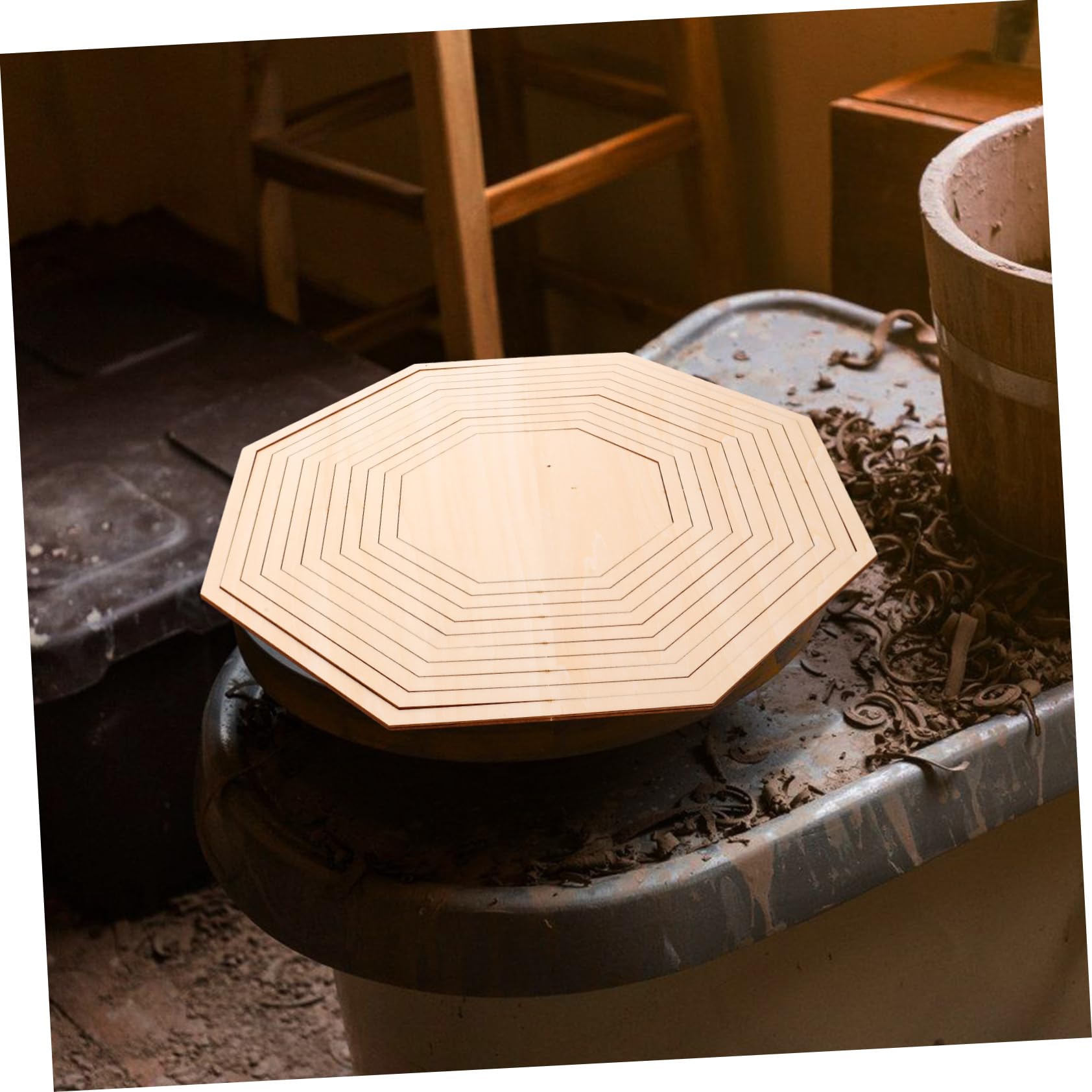 HOMSFOU 1 Set Strumenti per Ceramica Ottagonali Legno Molds Geometrici per Fai da Te Utensili per Taglio e Guida per Modellazione