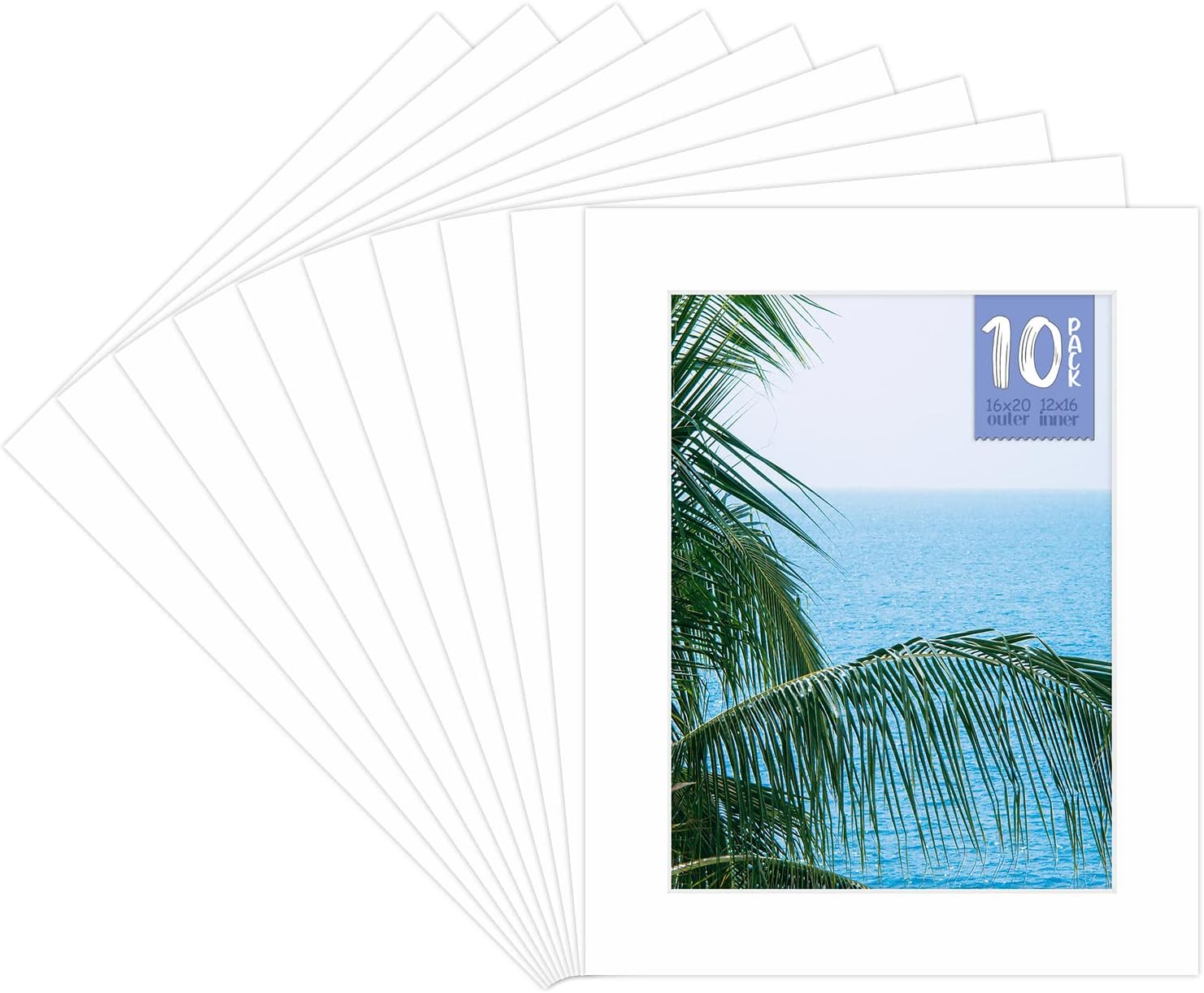 Golden State Art, Pack of 10, 16x20 for 12x16 White Color Picture Photo Mat -White-core, Acid-Free - Great for Frames, Artwork, Prints, Pictures
