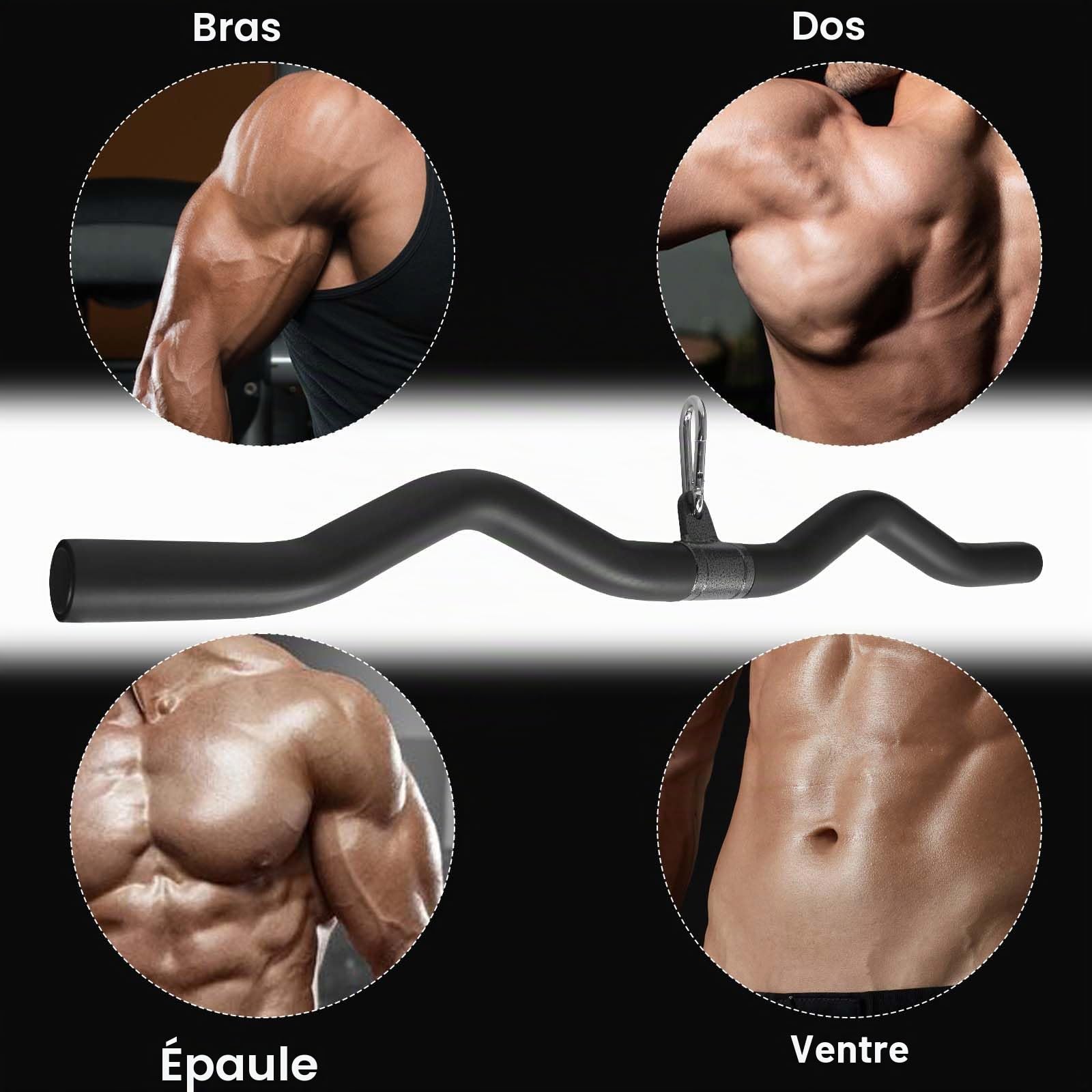 Barre de Tirage Triceps et Biceps, Barre Lat Pulldown 80 cm Noire, Lat Pulldown Bar pour Maison, la Salle de Sport, le Crossfit, la Musculation