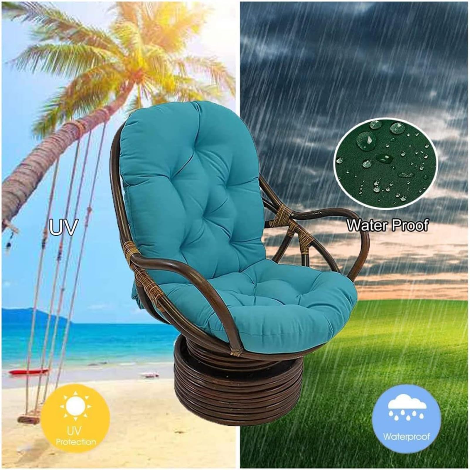 Cuscino girevole per sedia a dondolo in rattan, impermeabile, di ricambio, per sedie a dondolo, morbido, spesso, rosso, 60 x 120 cm, perfetto per patio e giardino