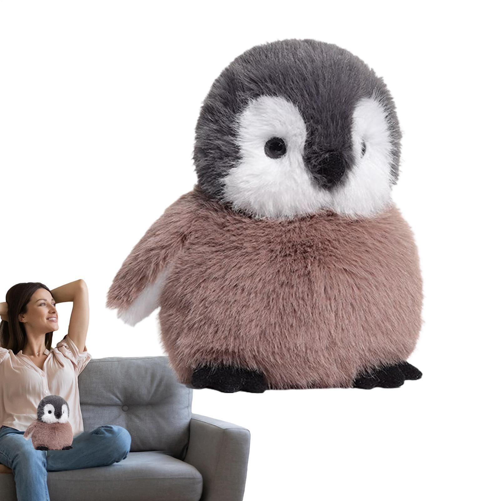 Stuffed penguin plush 8‑inch cute hugging doll, Stuffed animal figurine plush doll for boys girls youth family, Durable practical accessory for bedroom living room shelf decor