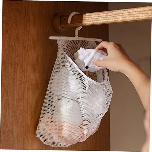 Miniatura 3 de CIYODO Línea de ropa bolsa colgante de malla clip multiuso pinzas de poliéster blanco
