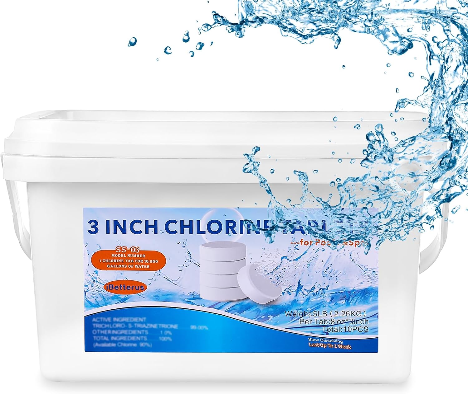 5 LB 3 Inches Chlorine Tablets Long Lasting Chlorinating