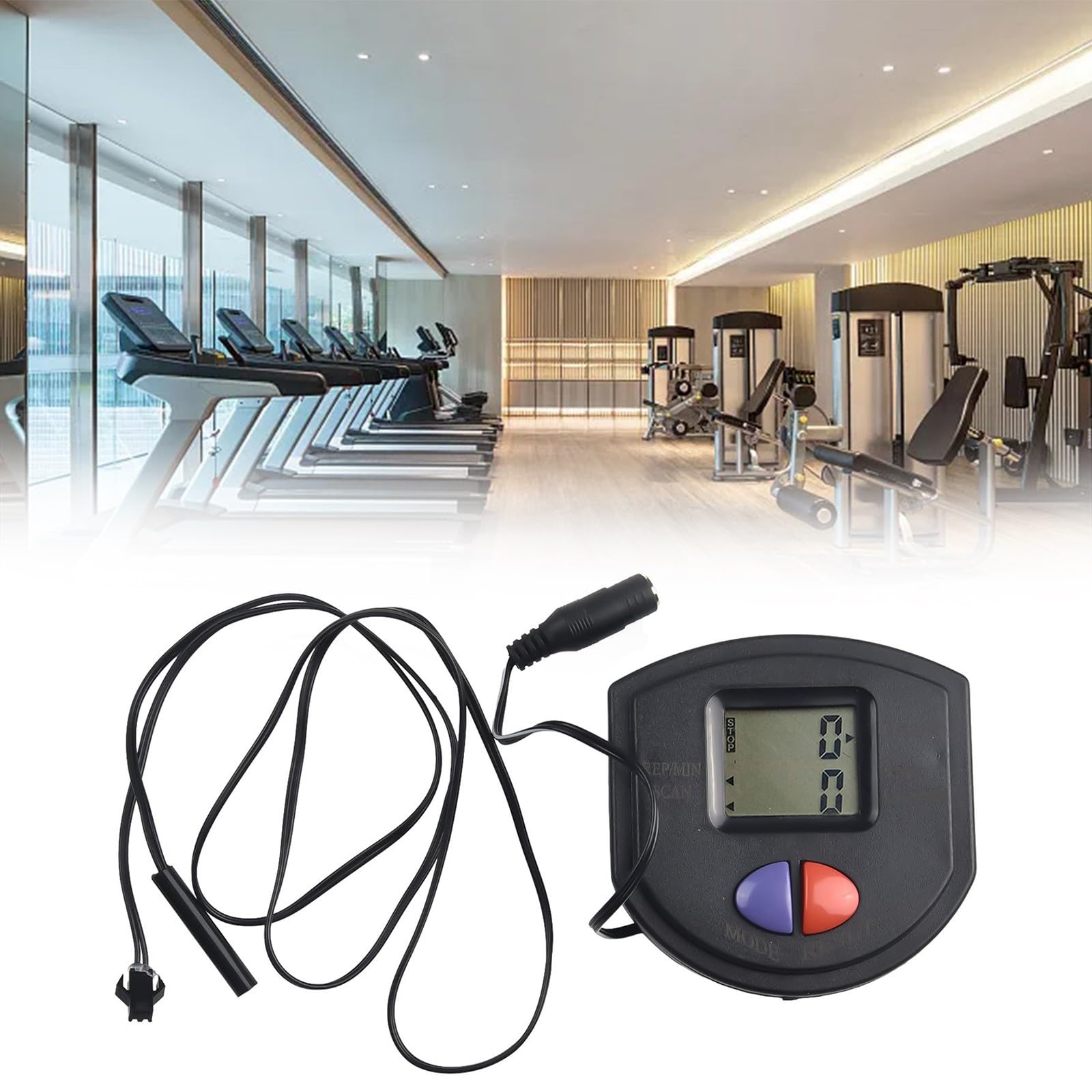 RichVibe Contatore Stepper con display LCD, attrezzatura per il fitness, per cyclette e allenamento della vita, 82 x 82 x 20 mm, nero