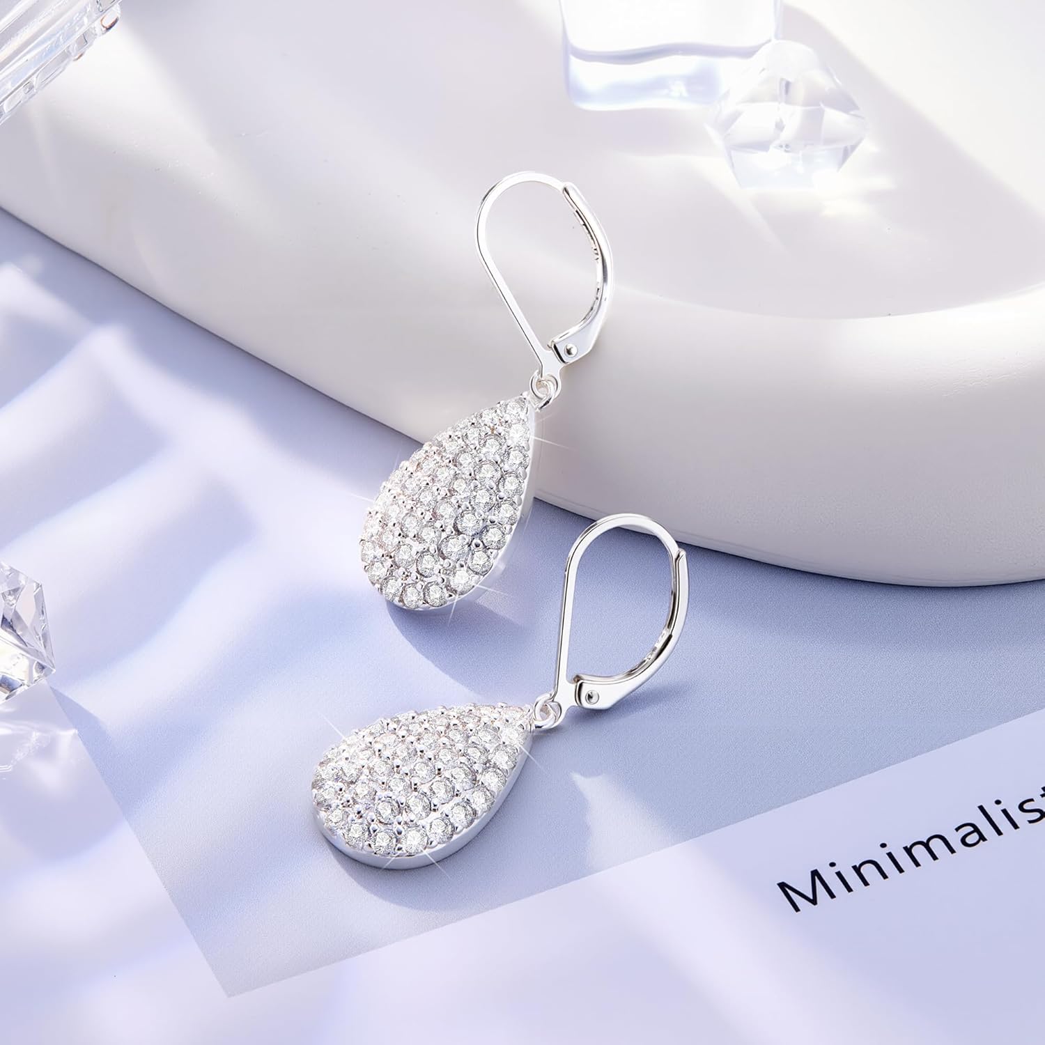 ALEXCRAFT 925 Sterling Silver Dangle Earrings, 14K Gold Plated Heart Waterdrop Earring for Women Trendy Hypoallergenic Leverback Earings Wedding Cubic Zirconia Dangle Earrings Jewelry for Women - Image 7