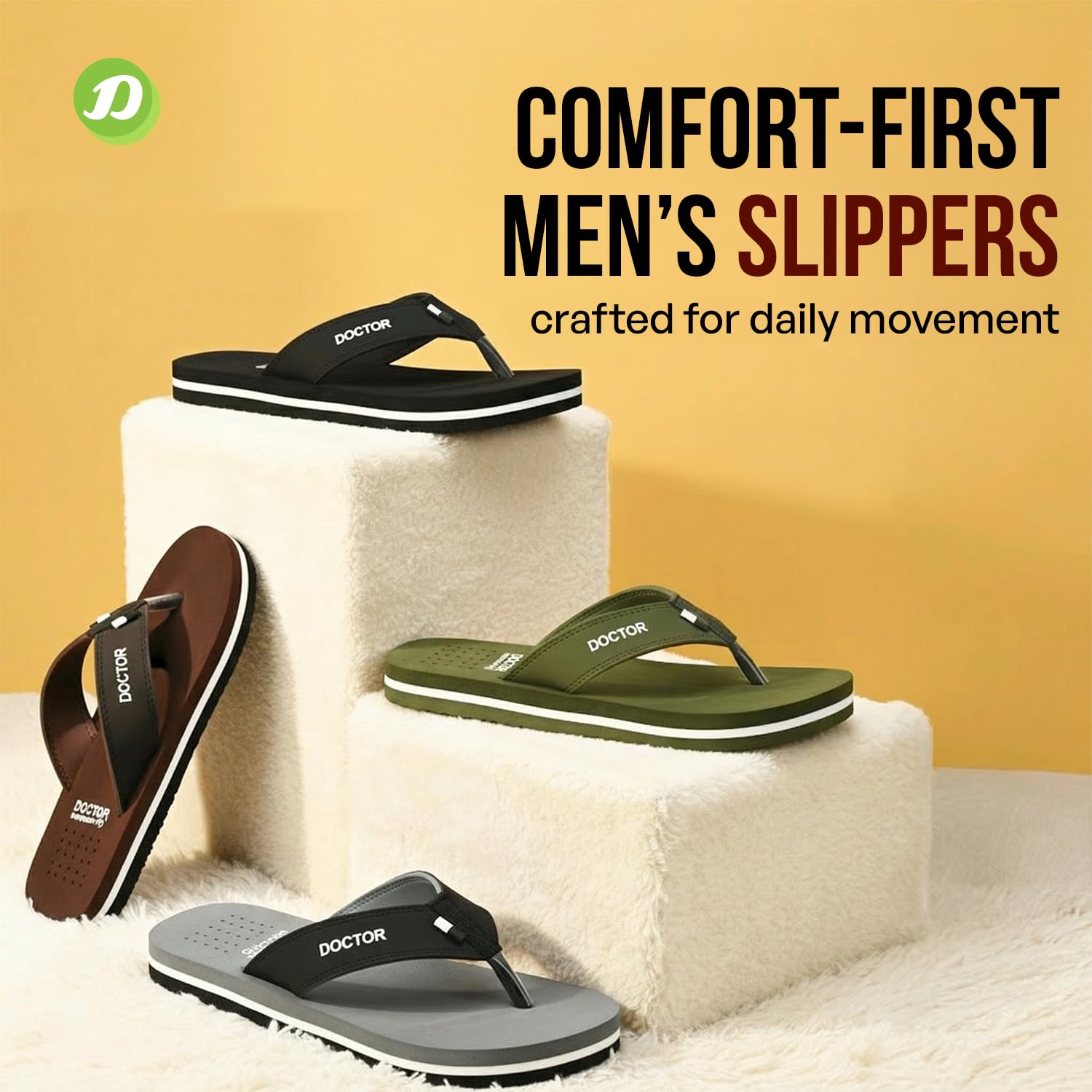DOCTOR EXTRA SOFT Slipper Care Orthopaedic and Diabetic Comfort Doctor Slipper, Dr. Slipper, Flip-Flop, Slides and House Slipper for Men's D-24-Navy-7 UK 4