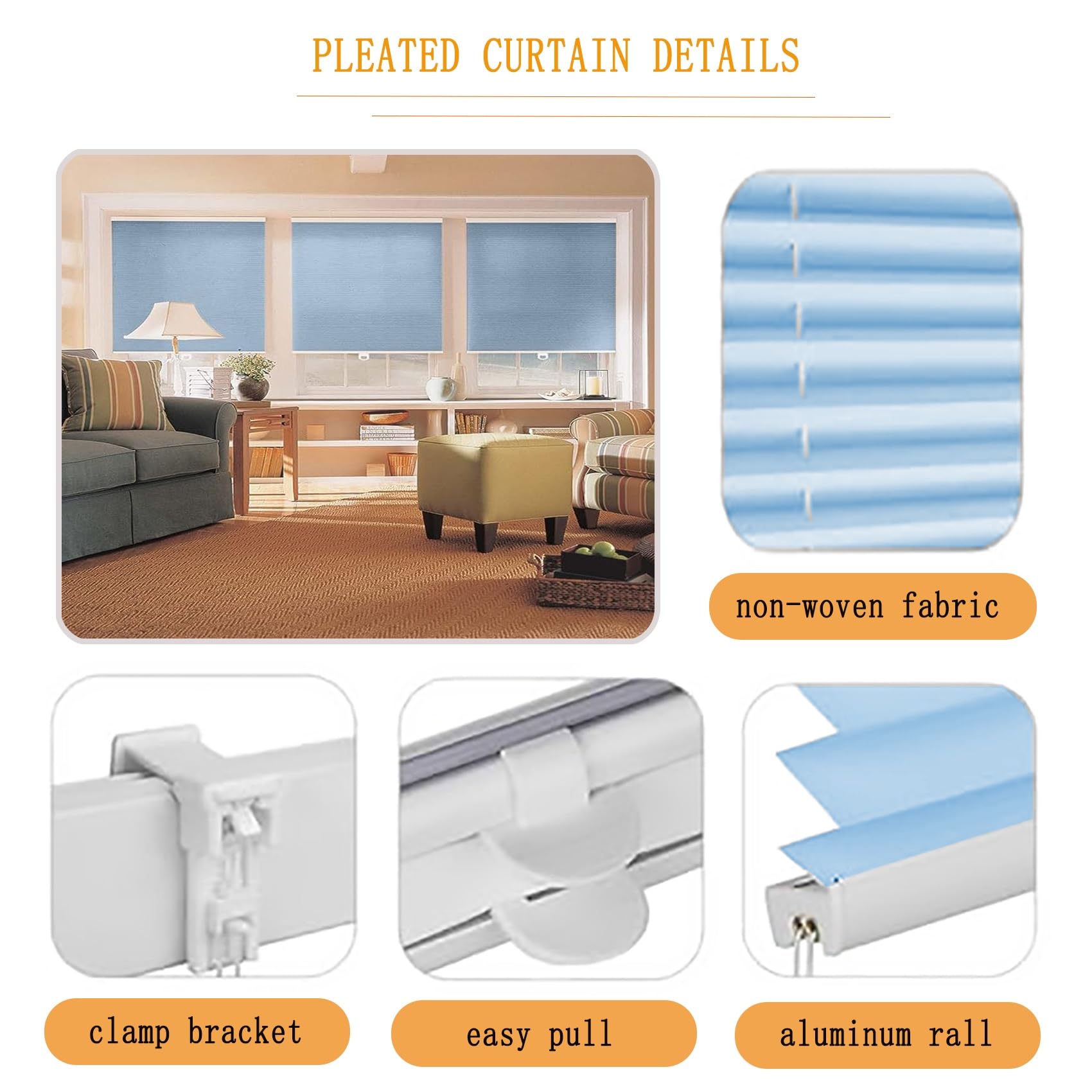 Persianas Estores, 85 x 180 cm Antideslumbramiento y Privacidad, Veneciana de Aluminio con Lama sin Necesidad de taladrar, para Interior/Exterior, Azul Cielo