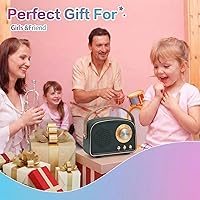 Vista 5 de Altavoz Bluetooth retro, altavoz inalámbrico vintage, altavoces Bluetooth portátiles inalámbricos para exteriores, compatible con emparejamiento