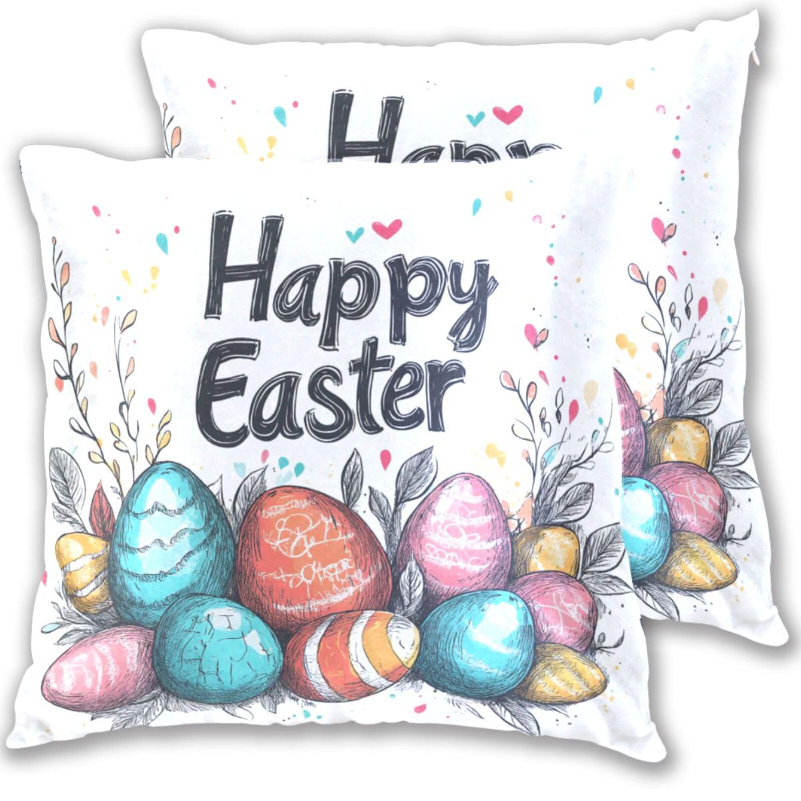 Lot de 2 housses de coussin lapin de Pâques 45,7 cm pour cadeau de printemps
