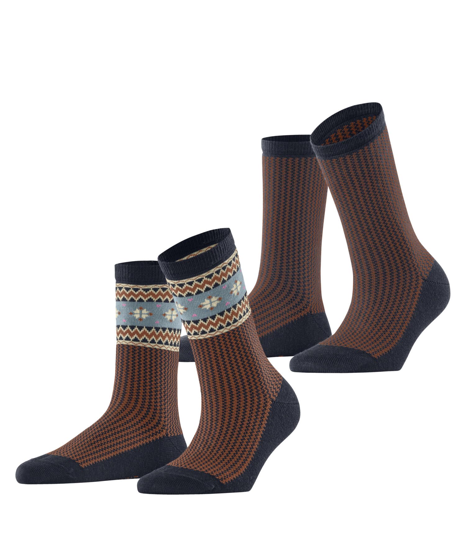 Esprit Women's Blue Marine 6120 Scandi Multipack W So Cotton Wool Patterned 2 Pairs Socks, 2.5-5