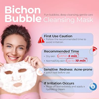 Mascarilla limpiadora de burbujas Pioom Bichon, mascarilla facial espumosa, limpieza profunda de poros, mascarilla limpiadora facial suave, paquete de 10,