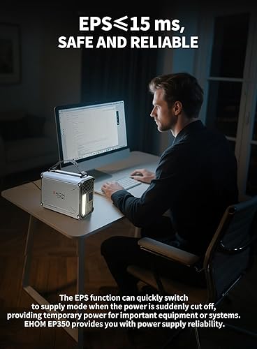 Miniatura 6 de EHOM Estación de energía portátil de 350 W (pico 700 W), generador solar EP350 de 299 Wh con 120 V de onda sinusoidal pura ACUSBtoma de corriente