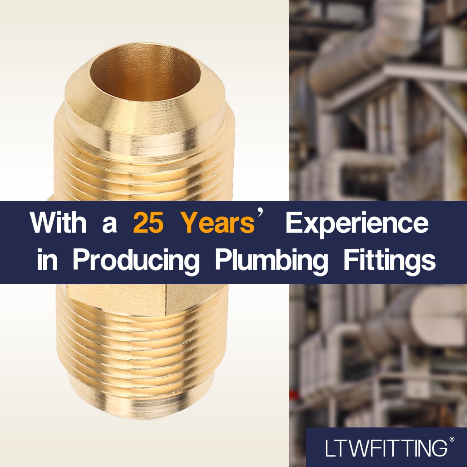 LTWFITTING Brass 3/4" OD Flare Union,Brass Flare Tube Fitting(Pack of 5)