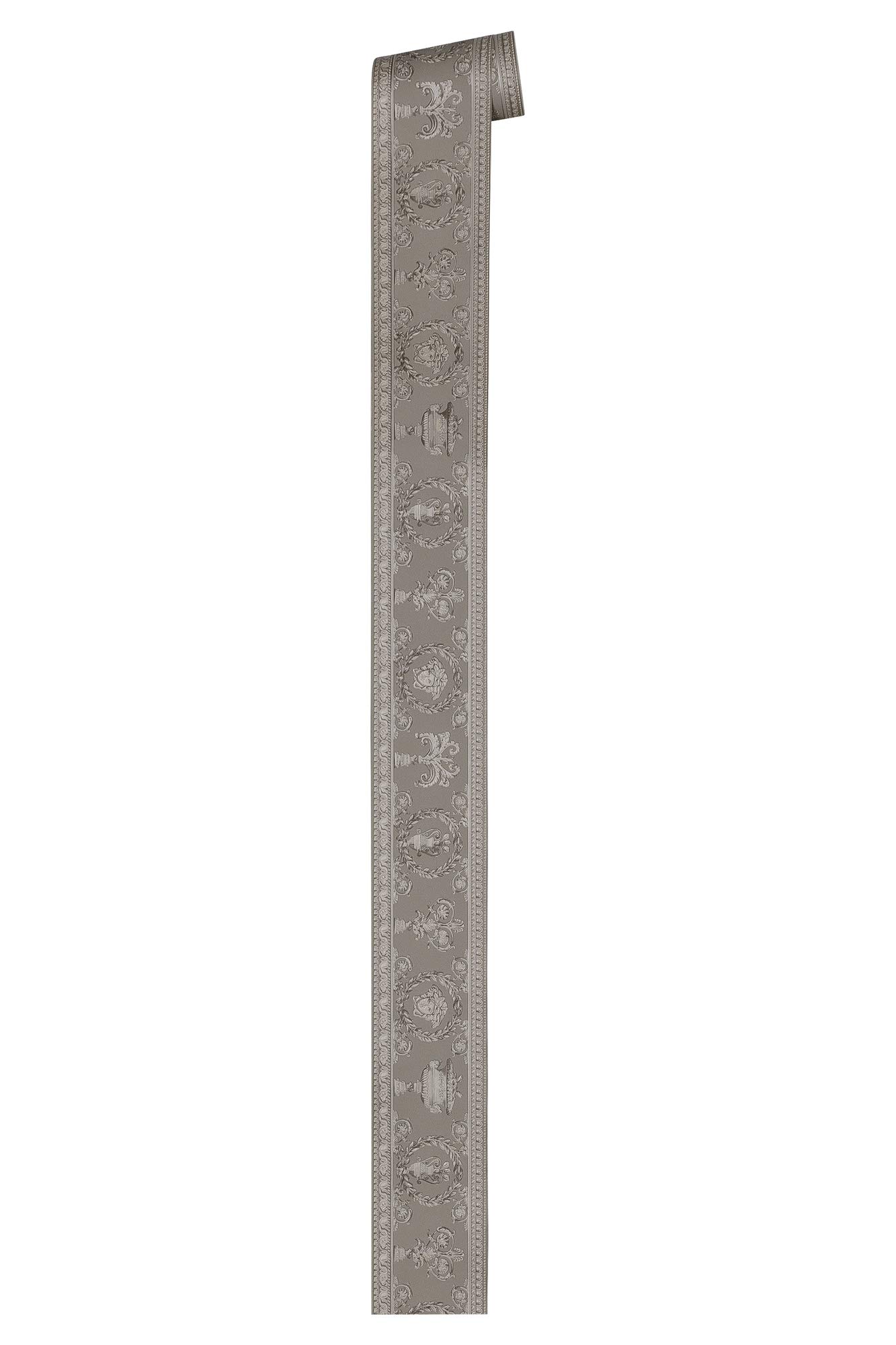 Versace Wallpaper Baroque Wallpaper with Ornaments Versace 3 Non-Woven Wallpaper 5.00 m x 0.09 m Silver Grey Beige Made in Germany 343053 34305-3 Multi-Colour