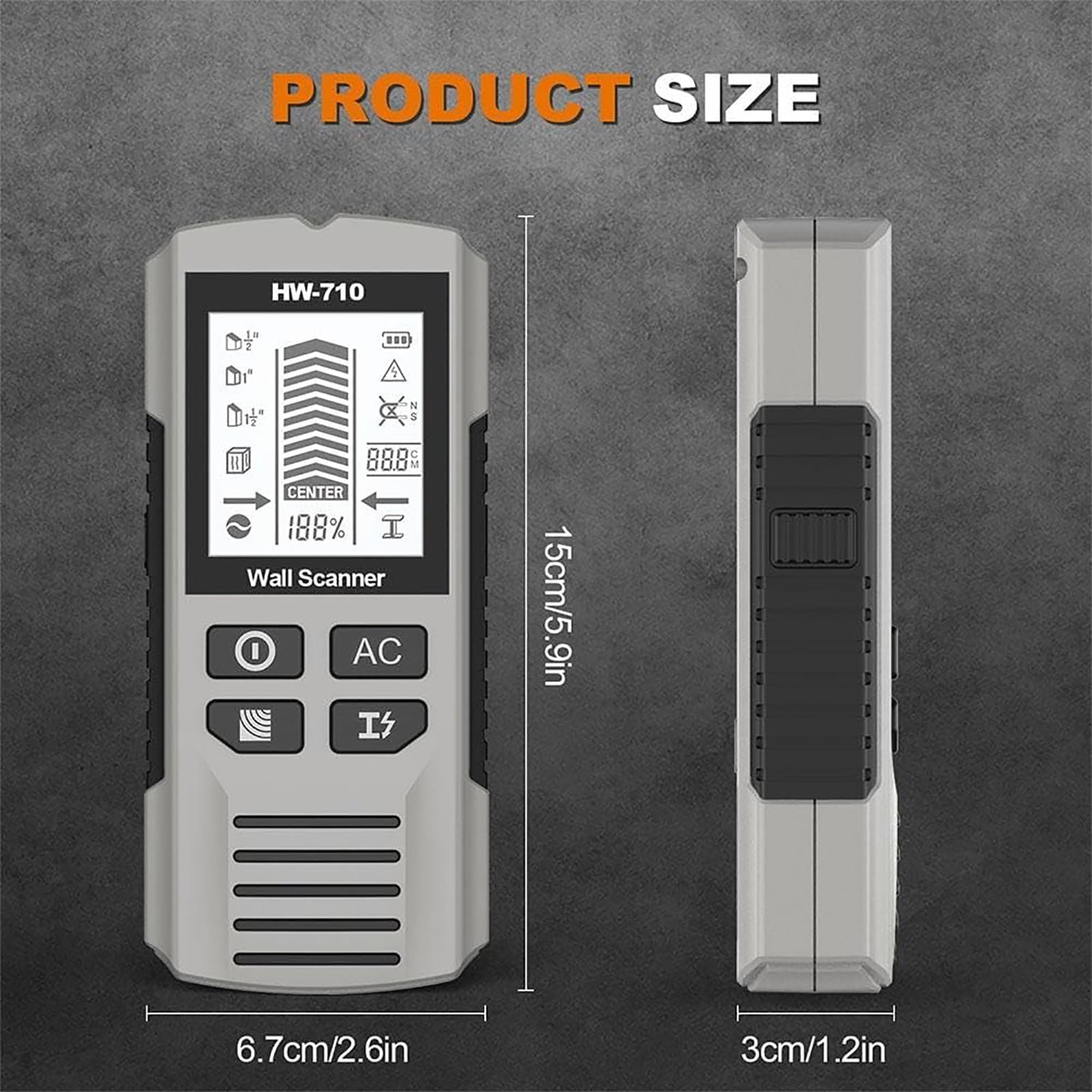 TsoLay Detector De Metales Y Paredes Portátil Multifuncional, Detector De Vigas De Alta Sensibilidad, Pantalla LCD HD Y Alarma Sonora, Ideal para Seguridad, Hormigón Y Construcción