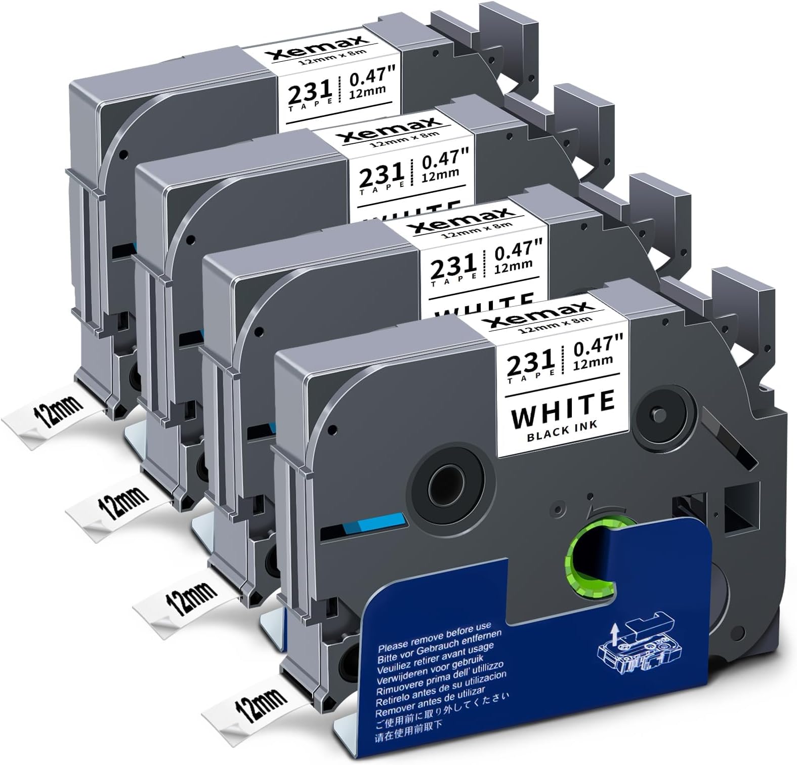 Tze-335 Zwarte tape-cassette, 12 mm, compatibel met Brother P-touch tapes, 12 mm, wit op zwart, TZe TZ-335 voor Brother P touch labelprinter H100 H100HB H100R D410 CUBE H200 H107B