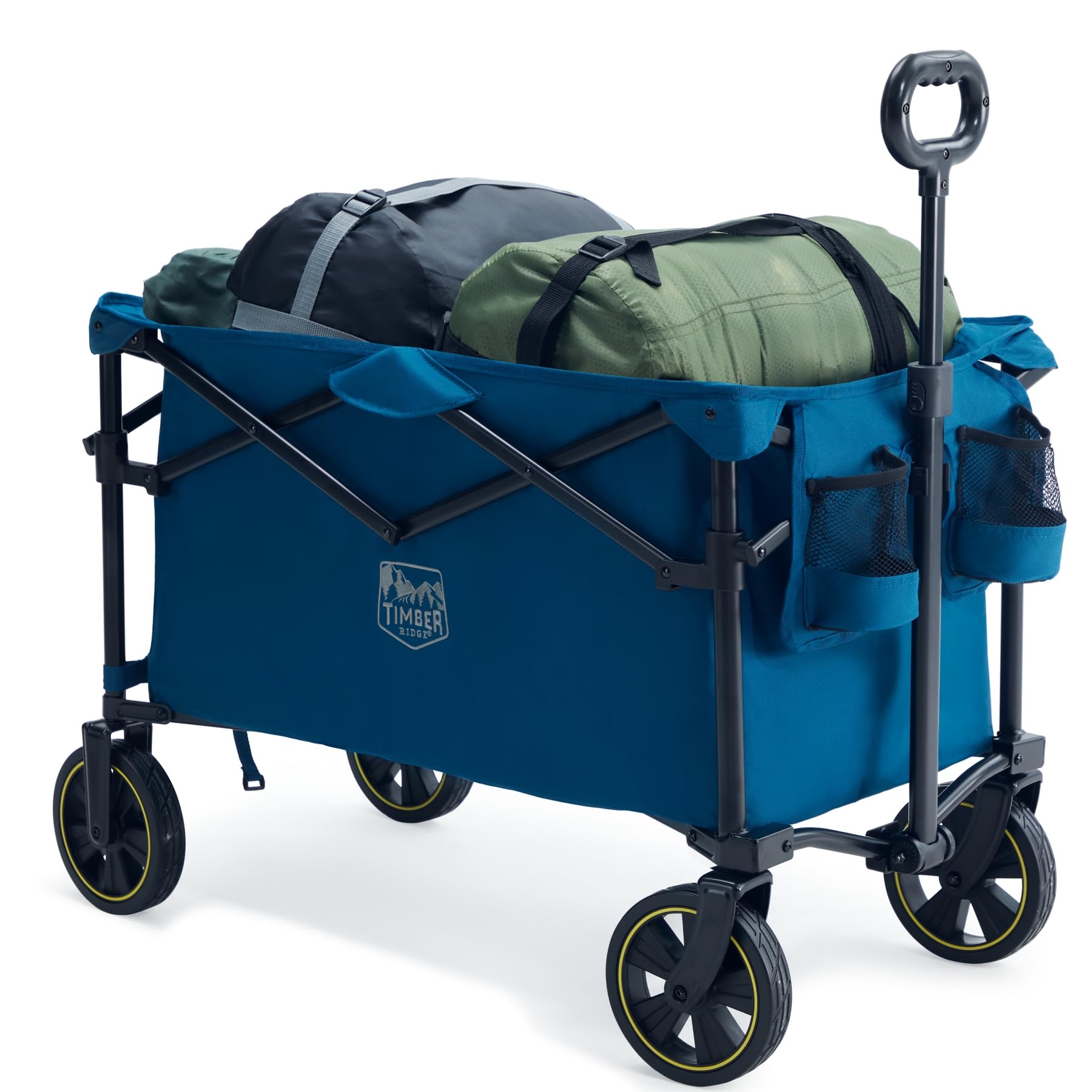TIMBER RIDGE Carro Camping Plegable 200L con Portavasos Mango Ajustable Carro de Jardín para Todos los Terrenos Al Aire Libre Camping Compras Pesca Carga MAX 150kg Global Recycled Standard Global Recycled Standard Global Recycled Standard