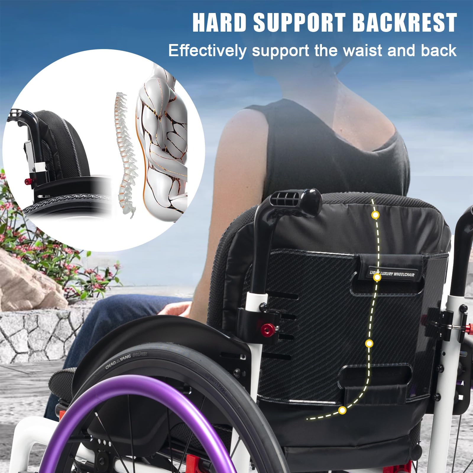 Silla de Ruedas Deportiva Manual Plegable - Ultraligera de Aleación de Aluminio, Ergonómica,sillas de ruedas manuales autopropulsadas,liberación rápida,Altura regulable(Seat width 38cm/15in,C)