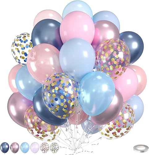 Miniatura 23 de Globos Arcoíris, 60 Piezas Globos Coloridos, Globos Rosa Fuerte Mate Verde Azulado Azul Verde Naranja Amarillo Dorado Para Cumpleaños Baby Shower