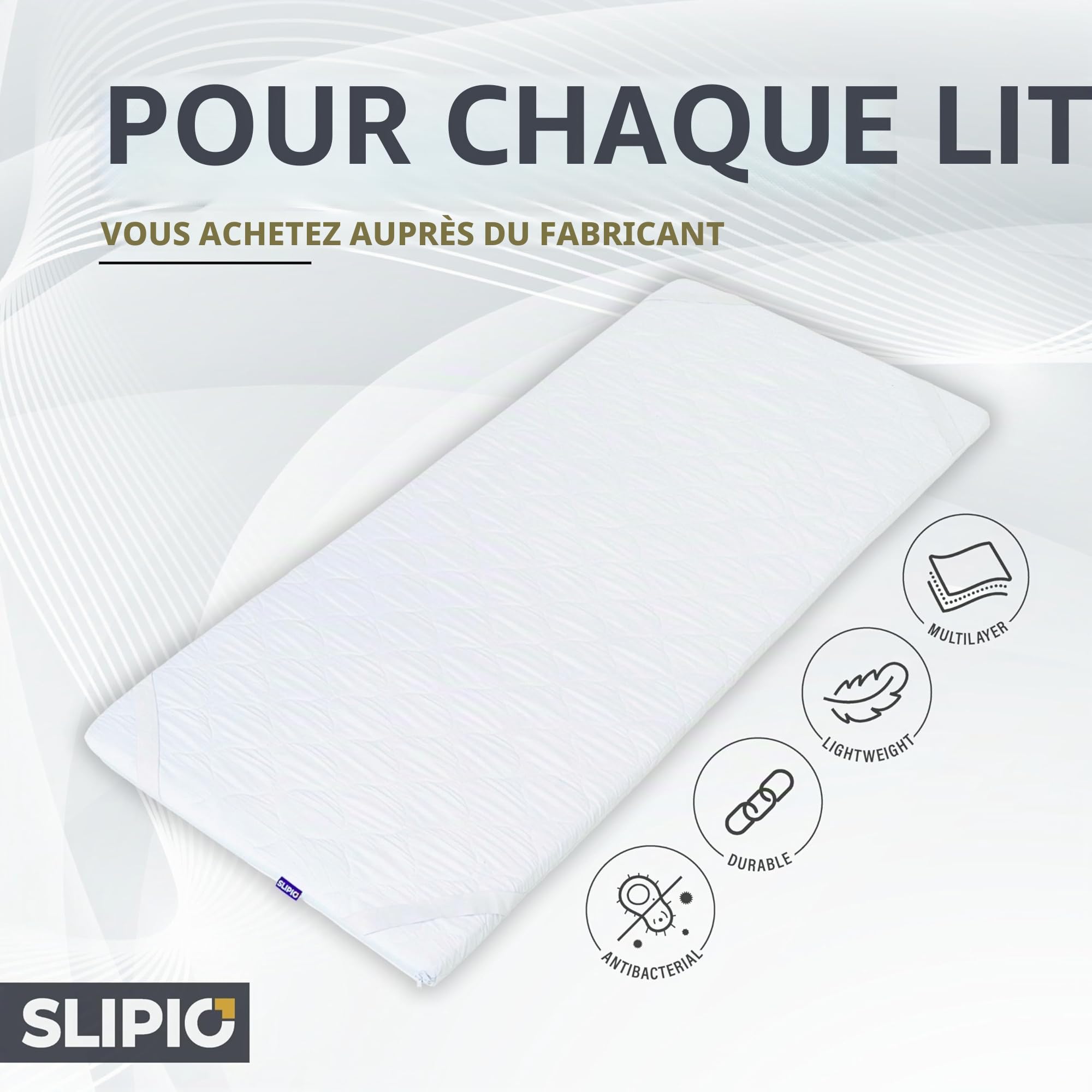 Surmatelas 130x190 cm | Hauteur 6 cm épais Topper de Matelas| Profil 5 Zones Massage Ergo+ Adaptation optimale du Corps | Housse Respirante & Lavable en Machine | Hypoallergénique Matelassé