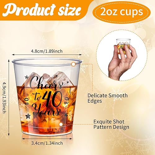 Miniatura 2 de Hushee 300 vasos de chupito de felicitación a los 40 años, vasos desechables de 2 onzas, vasos de plástico, regalos de fiesta de cumpleaños 40 para