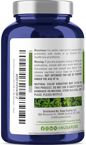 Miniatura 3 de NusaPure Jiaogulan 9000 mg 180 cápsulas vegetales (extracto 20:1, vegetariano, sin OMG y sin gluten) Gynostemma Pentaphyllum