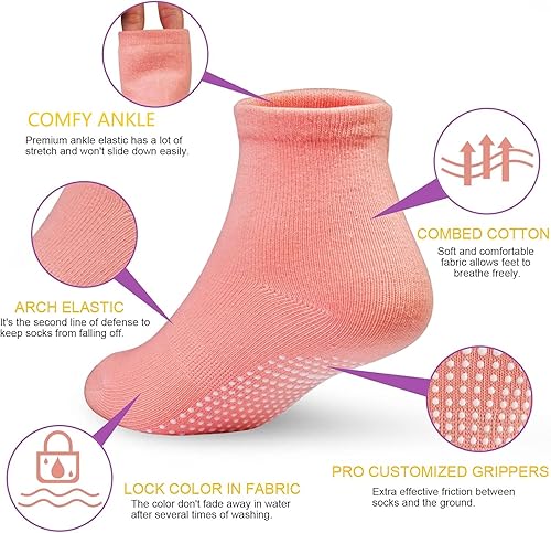 Miniatura 6 de GRPSKCOS Calcetines Antideslizantes para Bebés 12 Pares Calcetines Antideslizantes para Niños Pequeños de 0-7 Años Infantes Niños Pequeños Niños