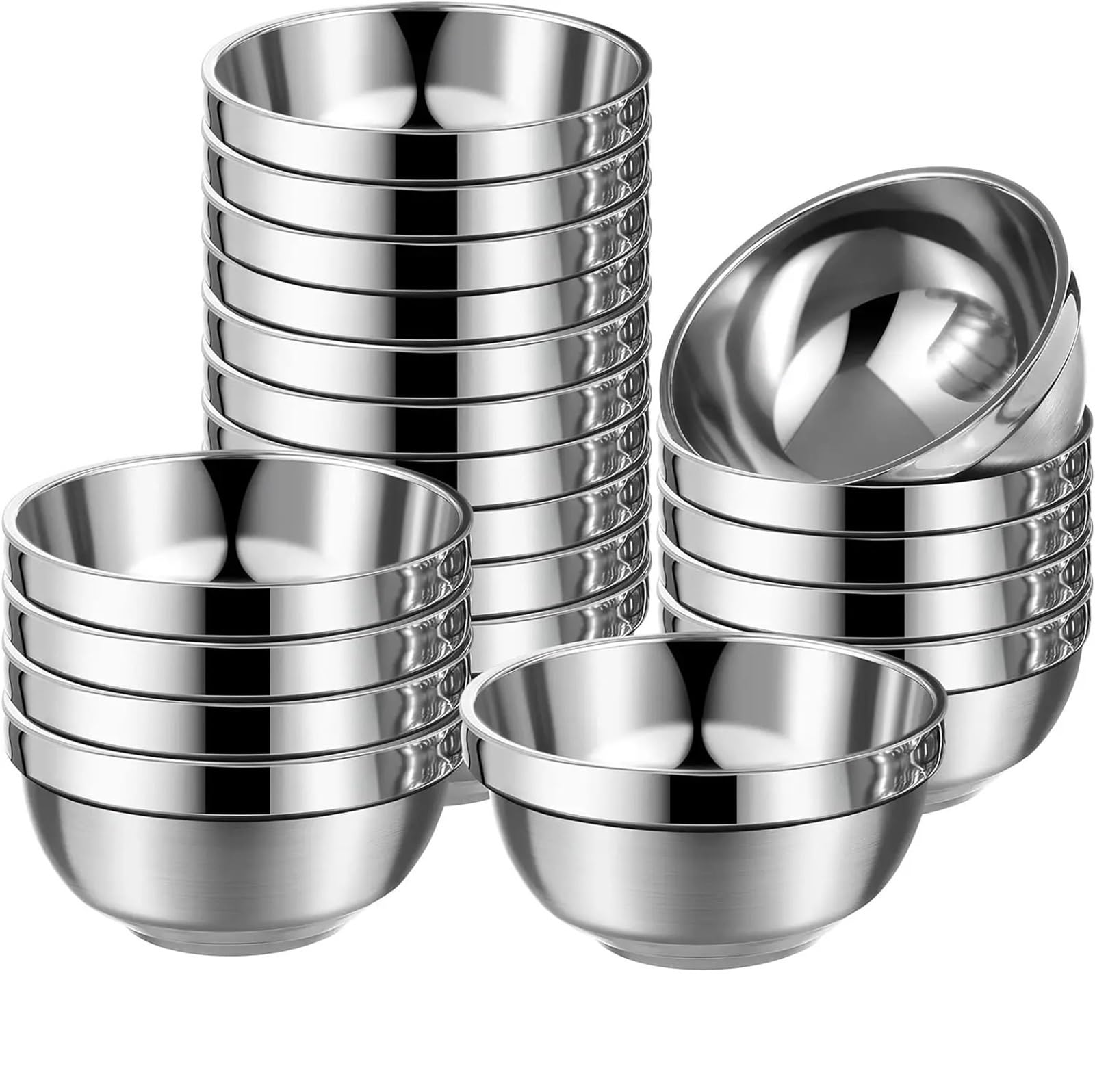 Bol De Acero Inoxidable Juego de 4 tazones acero inoxidable 17 oz con aislamiento doble pared for sopa, refrigerios, helados, ensaladas, fideos y salsas