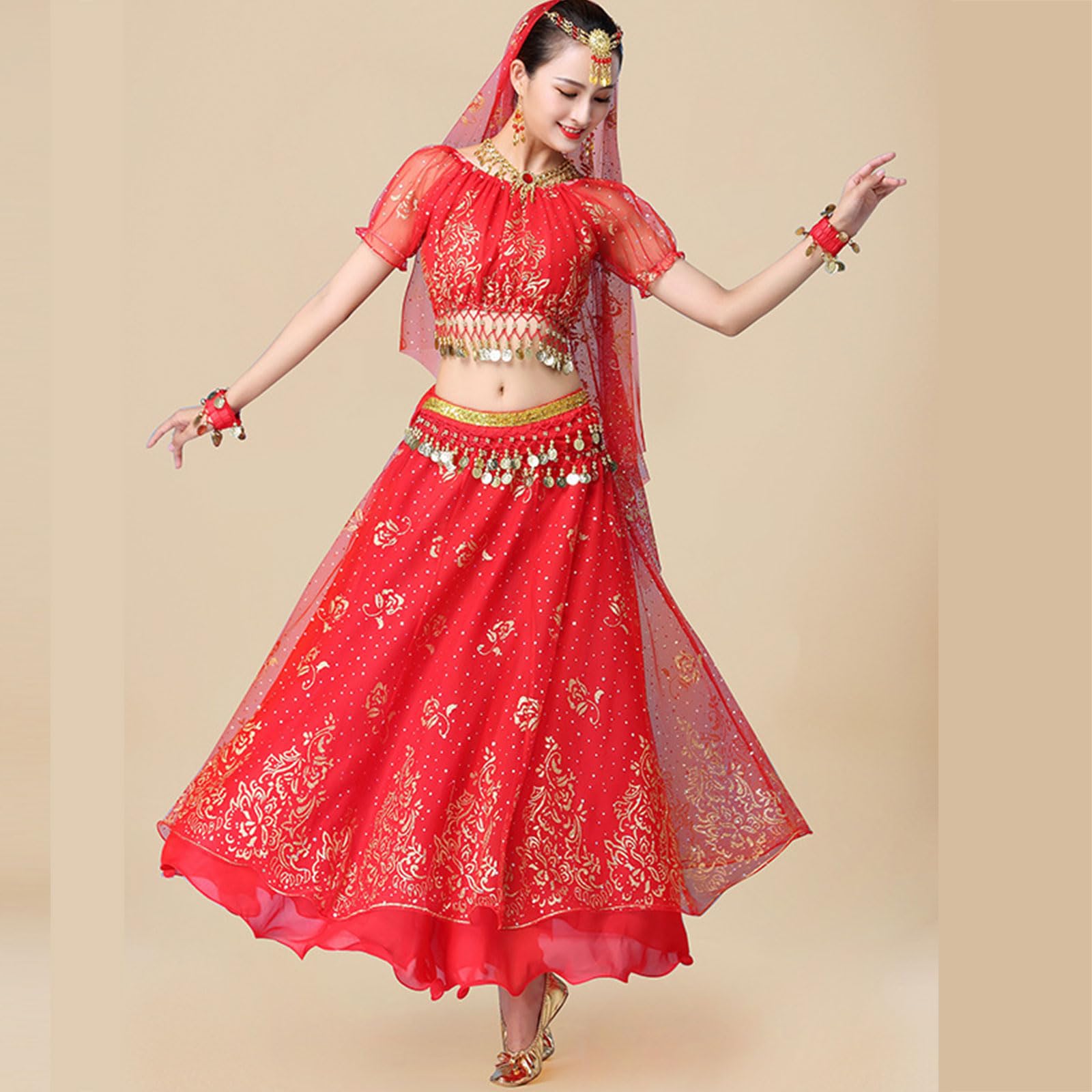 Costume da Principessa Araba da Donna, Costume per Halloween, Cosplay, Danzante Orientale, 8 pezzi