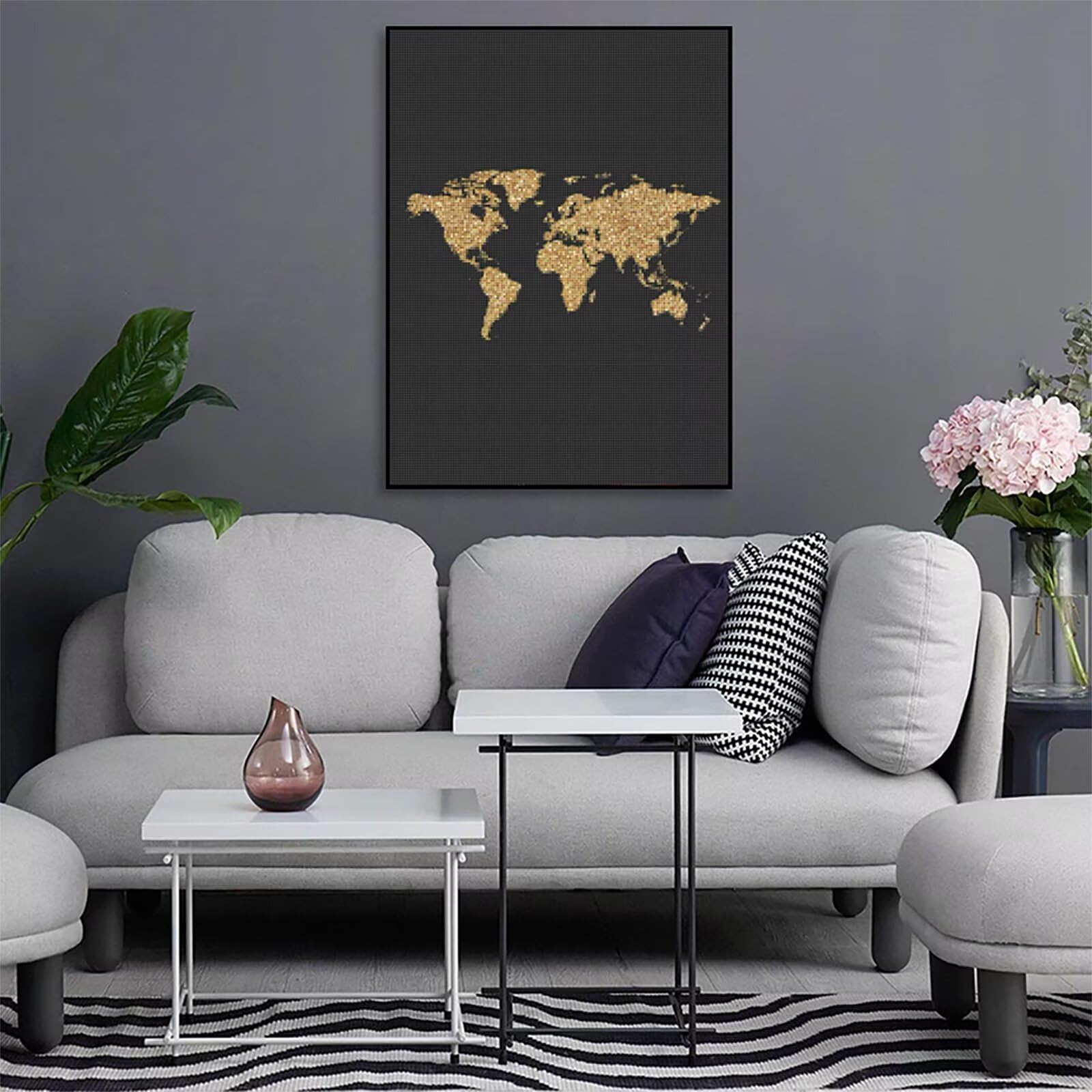 5D Mapa świata Malowanie diamentami Dziewczyna, Mapa Diamentowa Malarstwo Pełny zestaw Puzzle DIY Haft krzyżykowy Diamenty Kryształ Mozaika Rzemiosło Dekoracja ścienna Prezenty 80 x 110 cm U-Z
