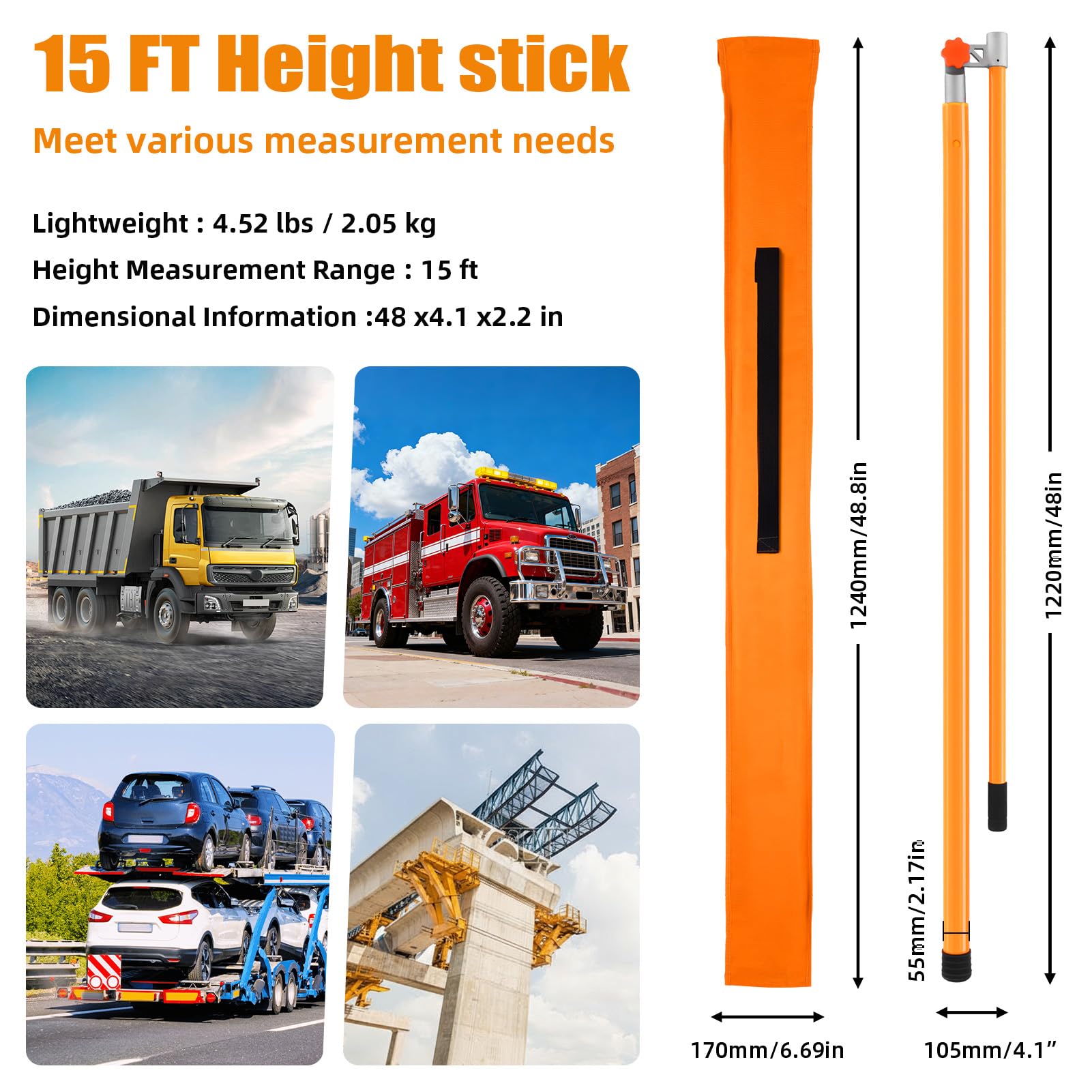 Truck Load Height Measuring Stick - 15FT -2 Truck Load Height Measuring Stick - 15FT -2