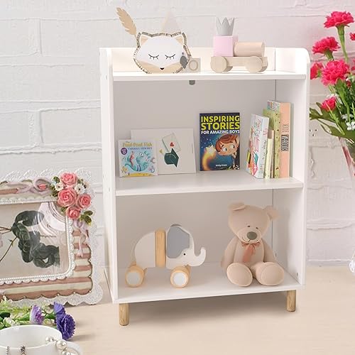 Miniatura 3 de Zacis Estantería para niños, estante de libros de 3 niveles, organizador de juguetes para habitación de niños, guardería, sala de juegos, dormitorio